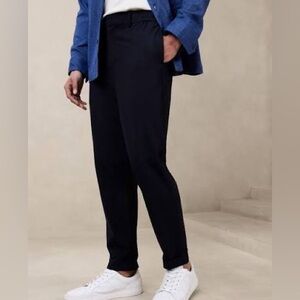 Banana Republic Men Navy Blue Cuffed Elastic Waist Trouser Pants Size 32/30